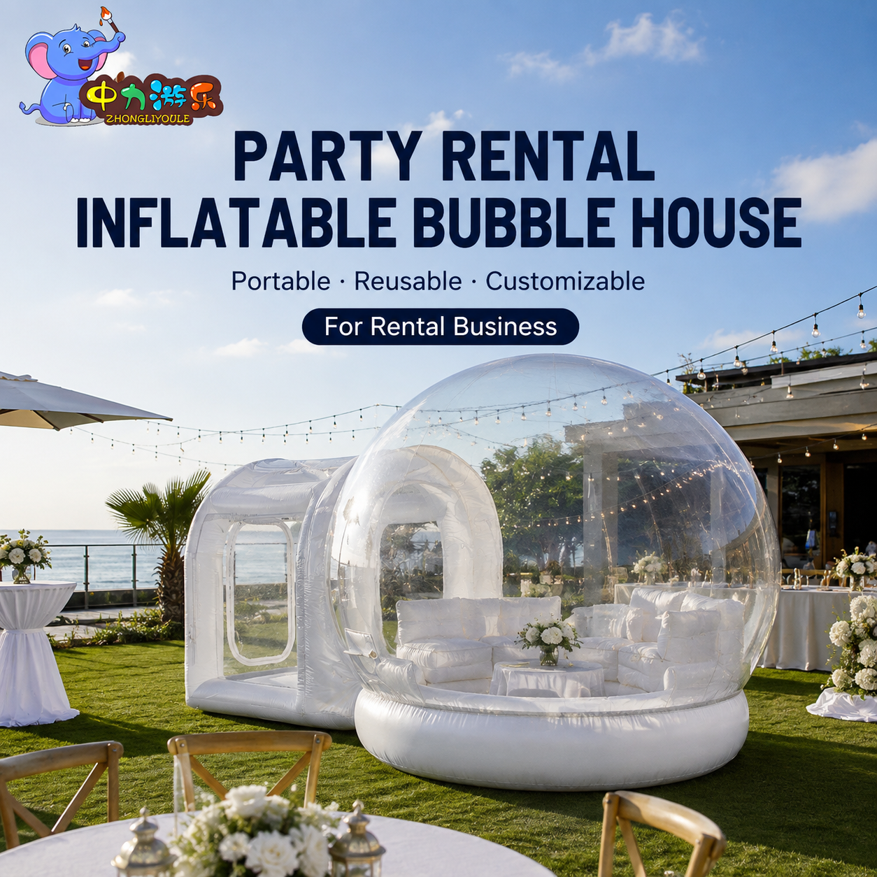 Party Rental Inflatable Bubble House Clear Event Dome for Wedding Birthday Balloon Party and Photo Zone