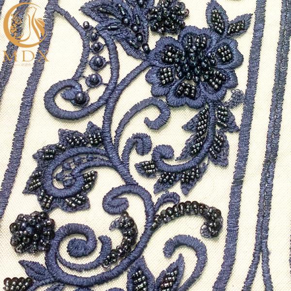 African Beaded Sequins Embroidered Dress Lace Fabric 91.44Cm Length
