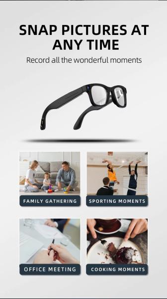 AI Translator BT Glasses Hands-Free Smart Glasses With Camera For Man Woman