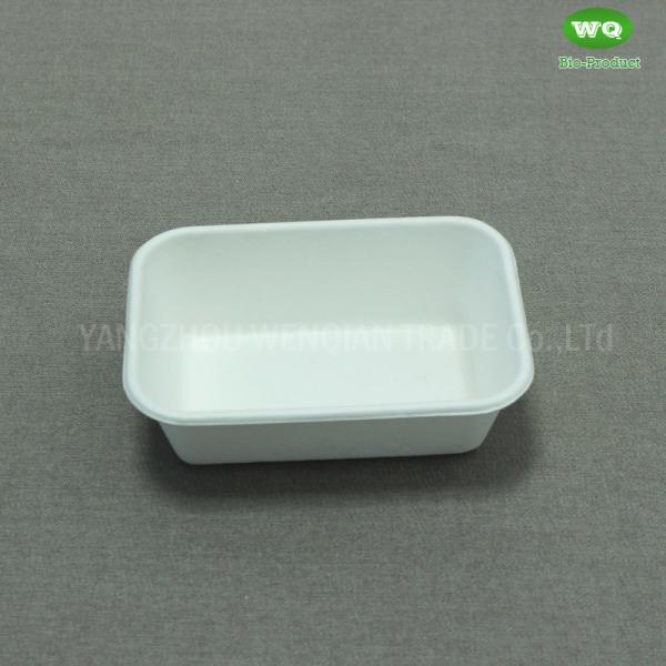 400ml Bleached Sugarcane Box With Lid-Hot Selling Sugarcane Pulp Rectangle Lunch Box Disposable Biodegradable Container