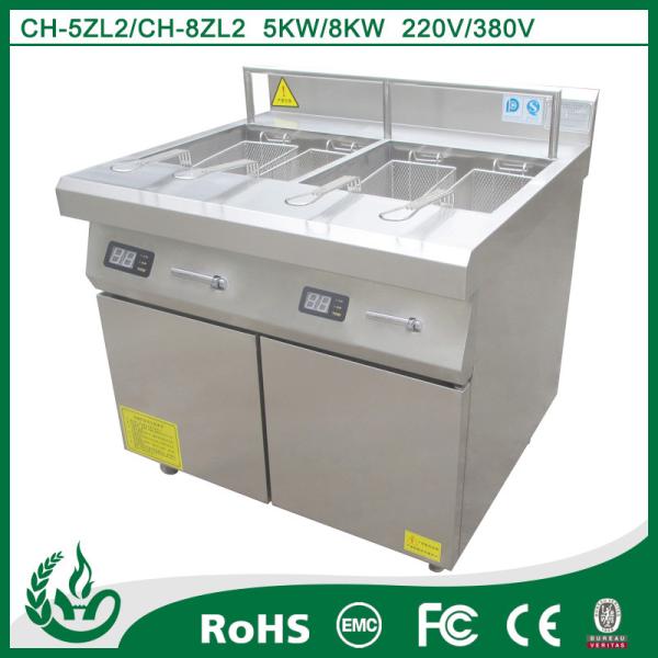 Double Tanks Industrial Deep Fat Fryer , Restaurant Electric Deep Fryer
