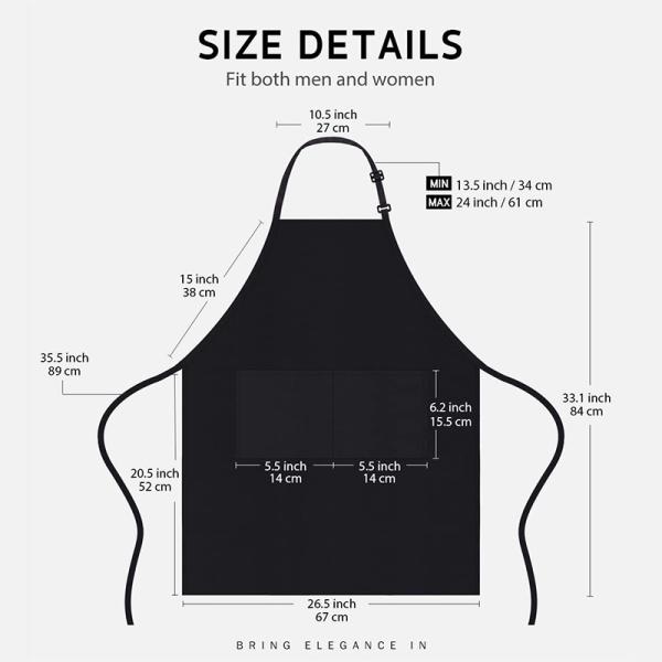 Uniform Fabric Type Custom Logo Waterproof Chef Kitchen Apron for Cafe Restaurants Cooking