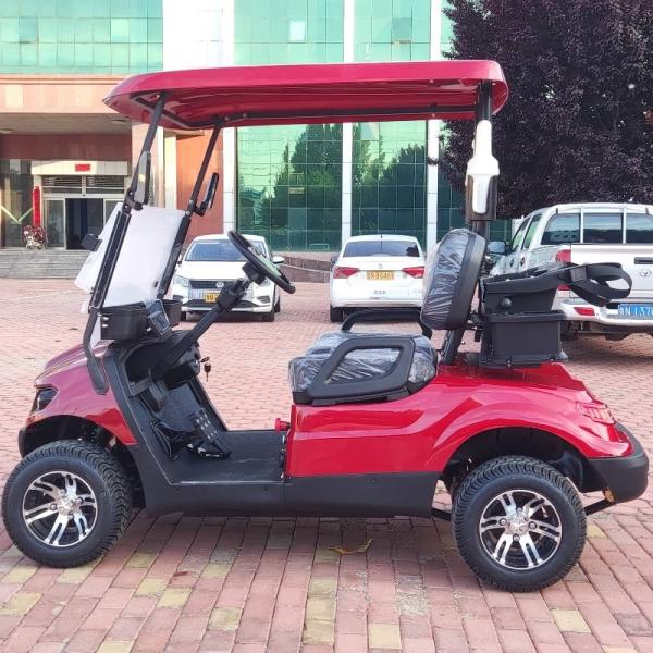 Couleur rouge 2 places chariot de golf 4 roues 10 pouces pneu 70-100km avec batterie au lithium