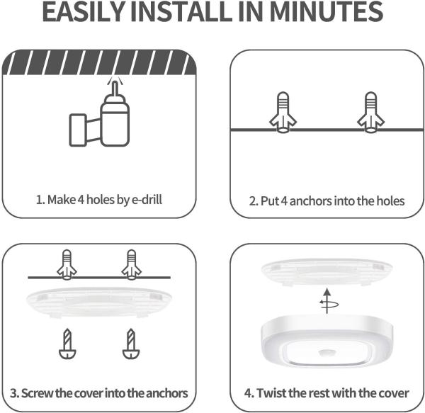6000K 18ft Battery Operated Motion Sensor Light 300LM 180sq/ft