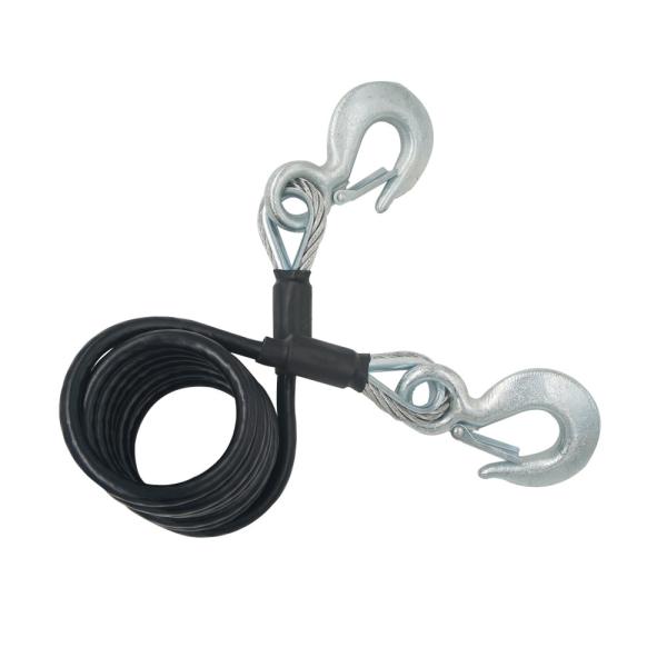 Câble de remorquage d'urgence pour voiture robuste - Câble d'acier enduit de PVC avec crochets