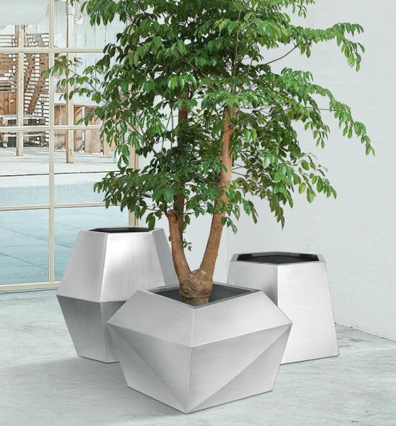Silver Wire Drawing Polygon 3.0mm Ss Planter Pots Mall Decoration