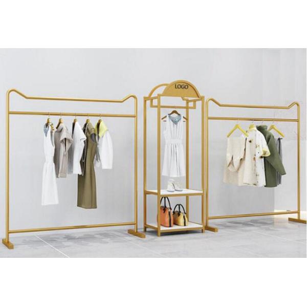 201 Steel Clothes Display Stand For Lady 's Clothing Metal Plating Golden Color