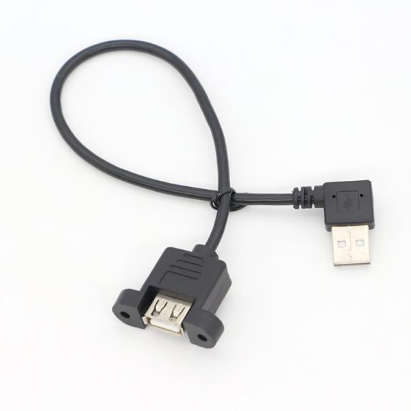 Bloqueo de tornillo con ángulo recto de 90 grados Tipo A de panel masculino a femenino Montaje de cable de extensión USB