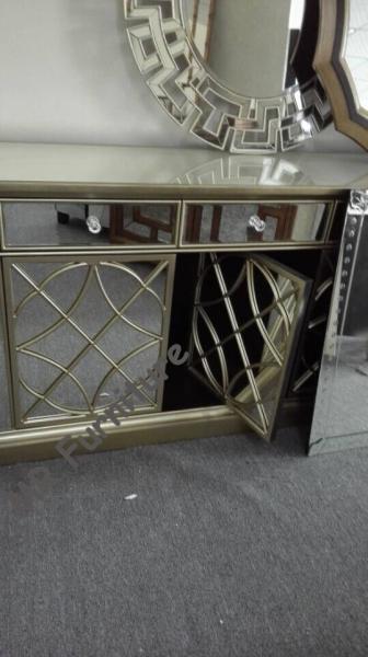 Champagne Gold Mirrored Sideboard Table , 85cm Height Mirrored Dining Room Buffet
