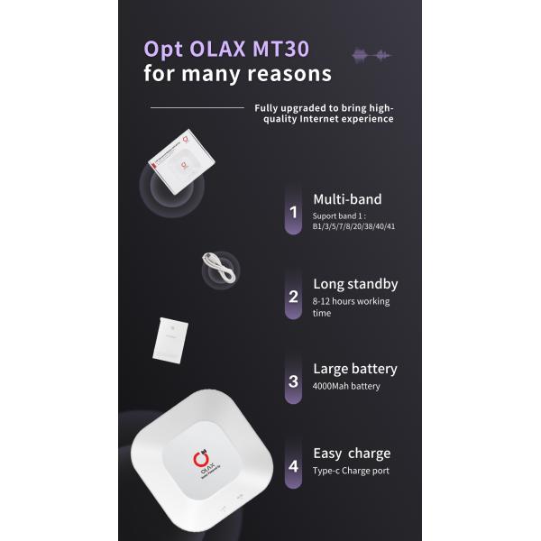 OLAX MT30 Unlocked type-c 4g wifi modem Ethernet port 4g lte router with sim card slot 4000mah router