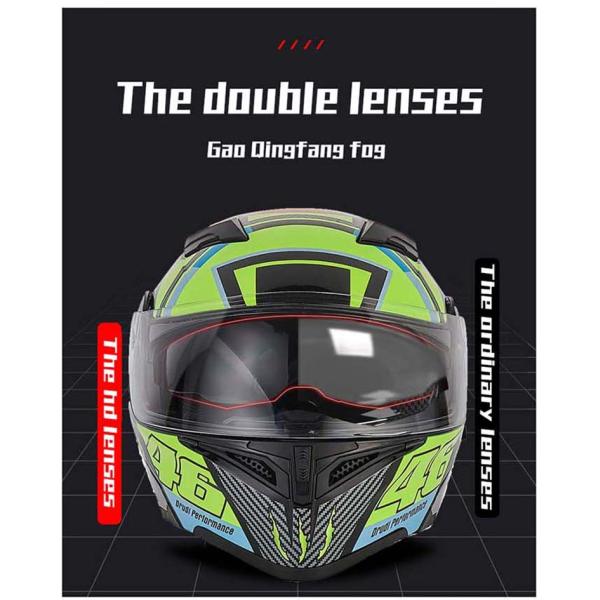 DOT Certified Custom Double Lenses Modular Flip Up Motorcycle Helmet for M-L-XL-XXL