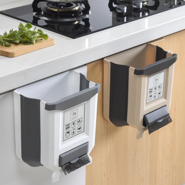 Cans Door Drawer Hanging Folding Waste Bin Handheld Cabinet Portable Wall Mounted Trash Can for Kitchen