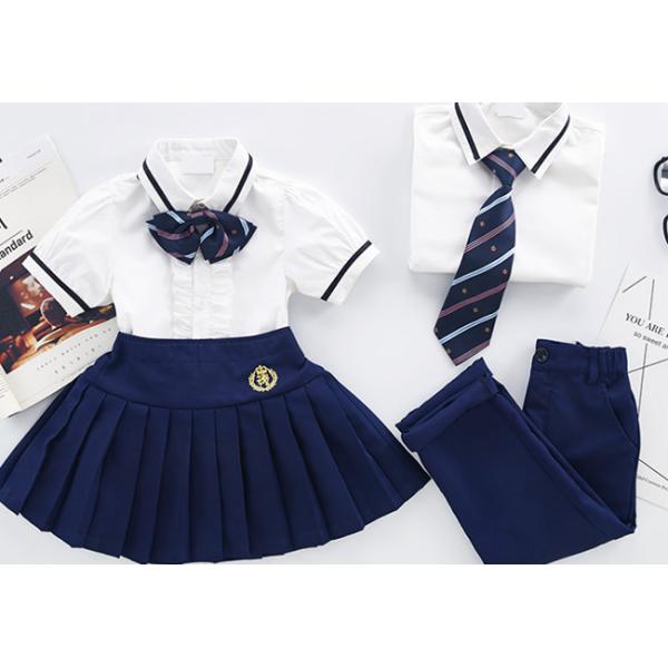 Kids British Kindergarten Primary School Uniform White Short Sleeve Shirt Sets