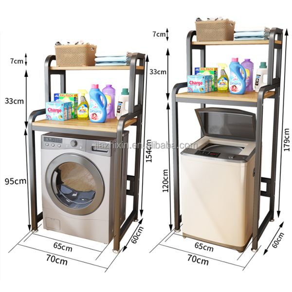 3 Tier Baby Bathroom Storage Accessories Countertop Metal Wooden Shelf Toy Organizer Washing Machine Rack Toilet Storage Shelf