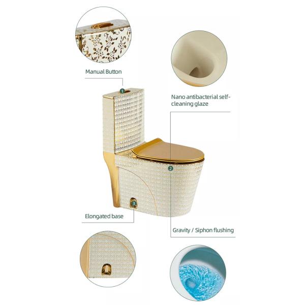 Gold Plated Ceramic One Piece Toilet Sanitary Wares Washdown Toilet Bowl
