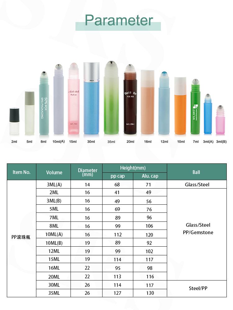 Custom Color 20ml Plastic Roller Bottle Empty Roll On Container For Massage Oil Deodorant Serum