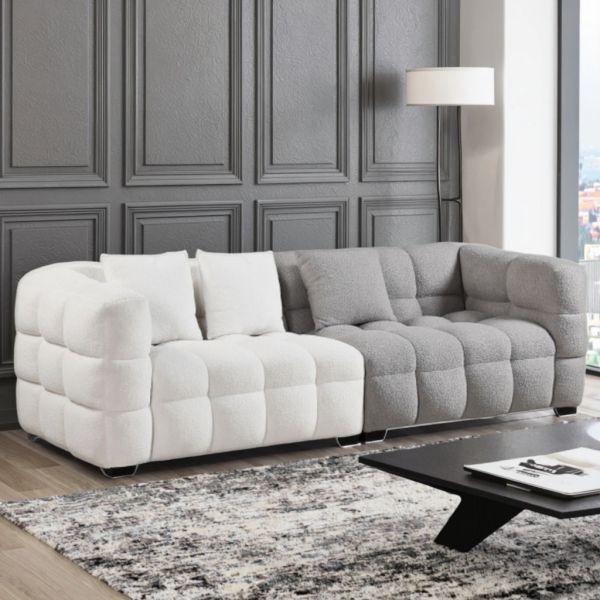 Modern Lounge Sofa for Living Room Furniture White Grey Fabric Sectional Couch Set Modular 2 Seater Upholstered Sofas