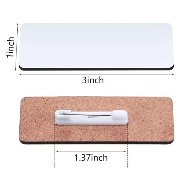 Blank MDF Wooden Sublimation Name Badge Rectangle And Round Shape Personalized Wooden Name Tags