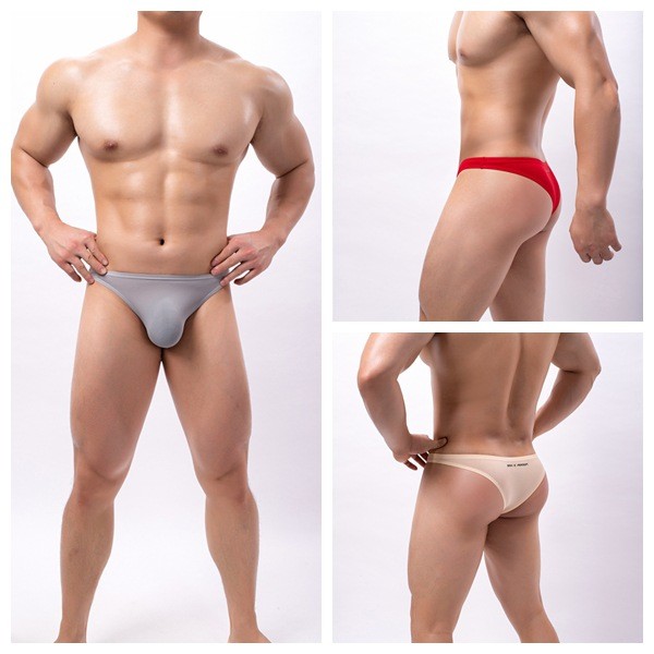 Mens Briefs Underwear 3D Pouch Low Rise Sexy T Back Thong Breathable Underpants