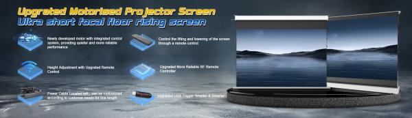 Motorized Tension Floor Rising Screen PVC UST Alr Projector Screen