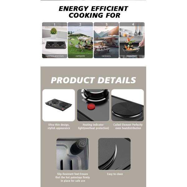 Professional Kitchen Electric Stove Featuring Multiple Heat Settings and Easy Cleaning Design for Food
