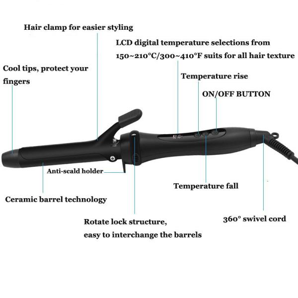 6 In One Rotating Hair Curling Iron Interchangeable Hair Steam Curling Iron