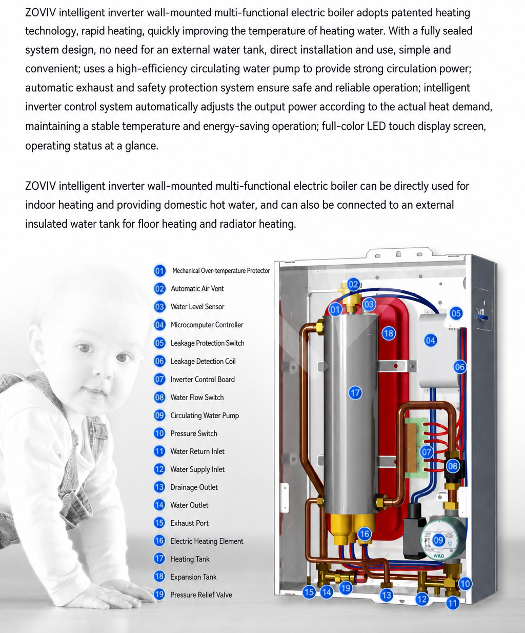 High-Power Commercial Electric Boiler for Hydronic Building Heating