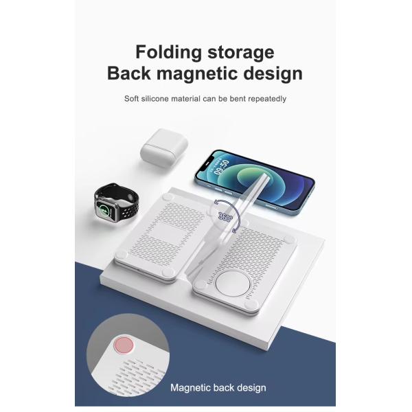3 in 1 Wireless Charger Station for Mobile Phone , Foldable 15W Magnetic Charger 2024