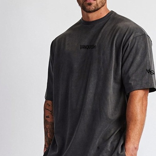 Summer Essential Men's Oversized T-shirt in Knitted Weaving Method and Print Pattern