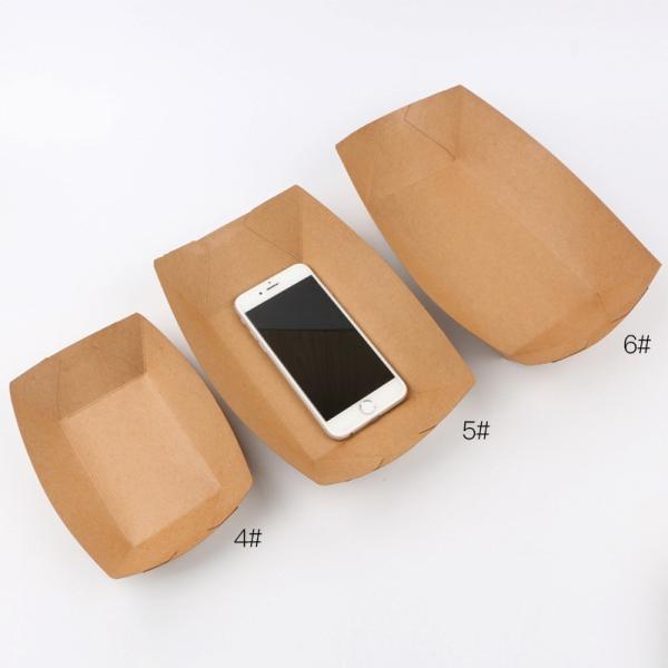 Fast Food French Fry Containers Kraft Paper Boat Serving To Go Containers Packaging