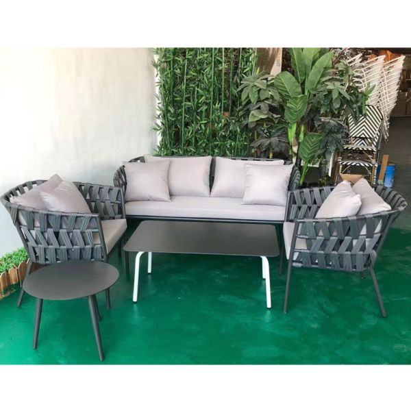 Simple Design Outdoor Tables and Sofa Set Patio Furniture Lounge Sectional Aluminum Frame Garden Sets