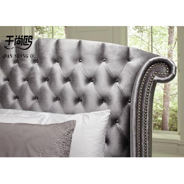 Contemporary Tall Upholstered Bed Wing Board Design With Button