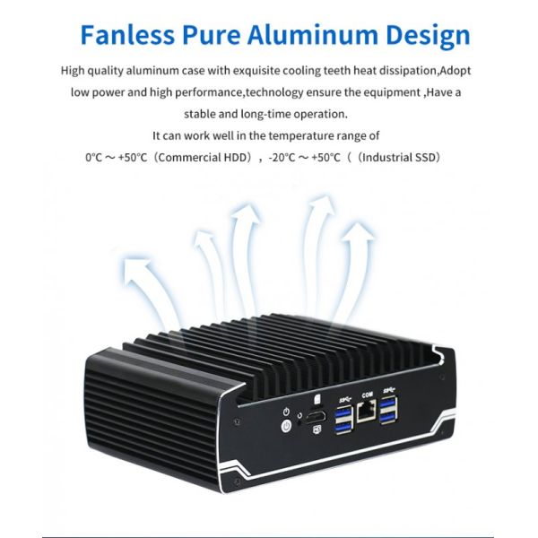 X86 Mini PC with Intel Celeron 3867U 6 Gigabit LAN Ports Fanless Firewall Appliance for Network Security