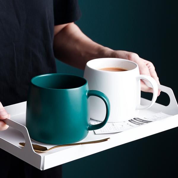 EU Takeaway Fast Food Blue Pink Colored Ceramic Mugs OEM