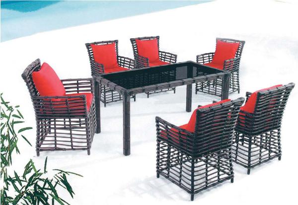 YLX-RN-049 Water Proof Black Rattan Chair and Table with Glass for Outdoor used