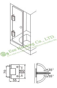 High Quality 90 degree Stainless Steel shower clamp,shower hinge,glass clamp,Satin finish