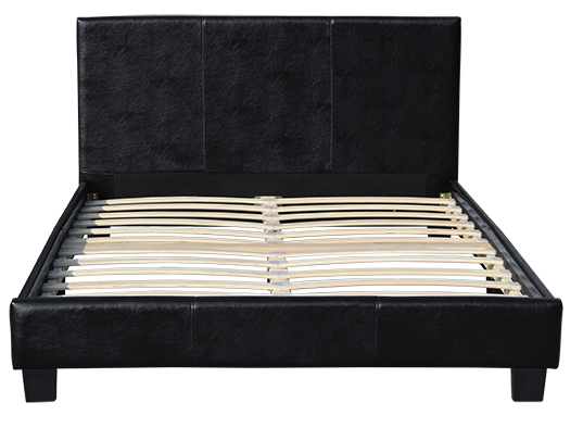 Средства рамки Faux двуспальной кровати Лиссабона 8 дюймов драпирование черного кожаного белое