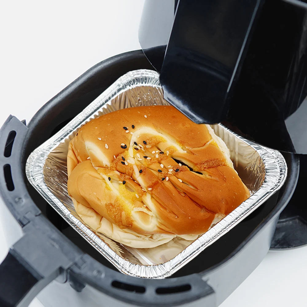 Custom Order Accepted 10pcs Aluminum Foil Tray Square Shaped Lunch Box Kitchen Supplies