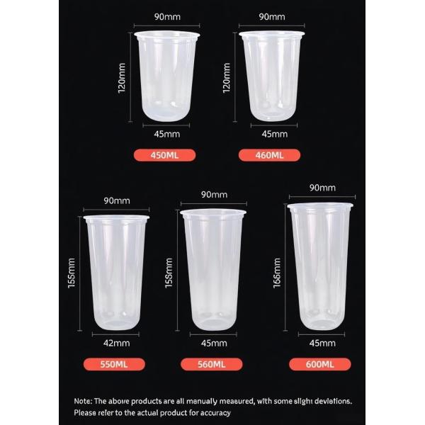 Licencia Logotipo personalizado Tazas de plástico desechables suaves y transparentes Taza de plástico de té de burbujas con tapa Taza de jugo de Boba