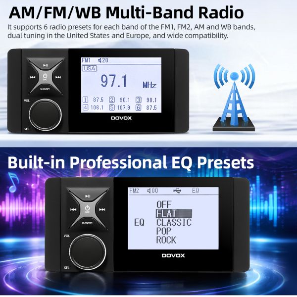 Marine New Marine Waterproof Stereo Receiver MP3 Player FM Radio for Boat With Controller