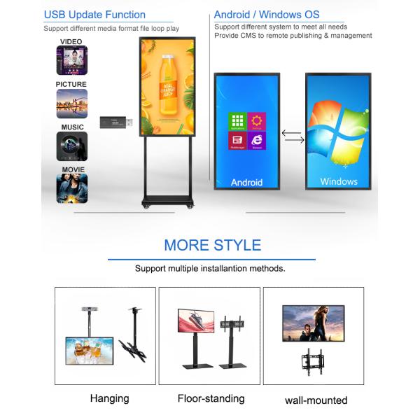 ROHS Approval 1500 Nits Indoor Digital Advertising Screens For Mall