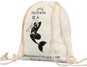 BSCI Custom Cloth Drawstring Bags , SA8000 PMS Cotton Canvas Drawstring Backpack