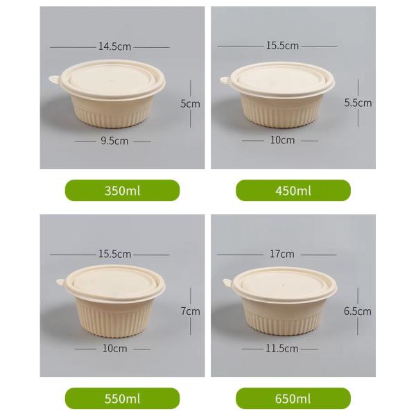 Disposable Blister Noodles Biodegradable Container Round Eco Friendly Bowl