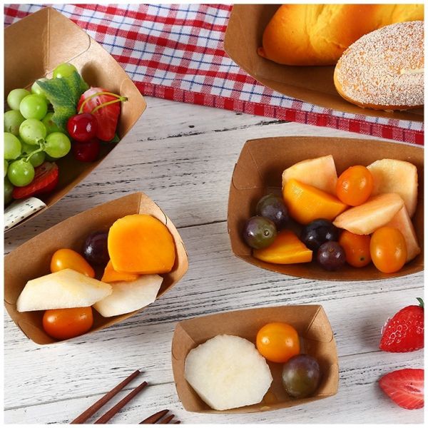 Custom Biodegradable Paper Food Boat Heavy Duty