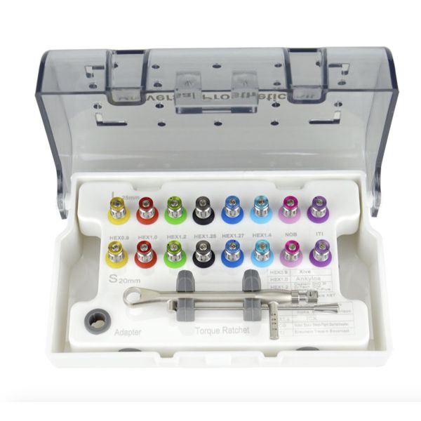 Kit protésico universal para implantes dentales 16 destornilladores con llave dinamométrica para Osstem y más