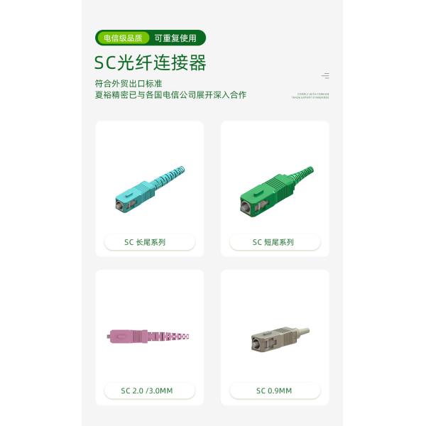 Tipos de conectores SC de fibra óptica rápida con alto rendimiento y buena resistencia al fuego