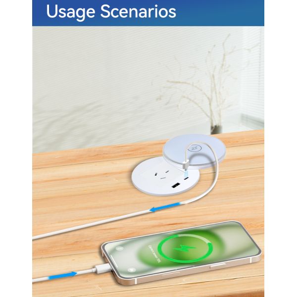 Rotary Fully Desk Grommet Power Outlet Recessed Strip SAA Certificated
