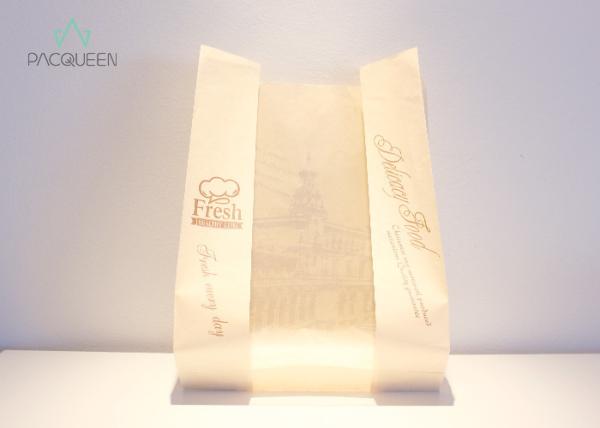 Kraft Paper Greaseproof Wrapping Paper Bags With Clear Window Logo Printed