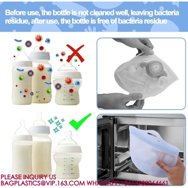 Microwave Steam Bags Bottles Reusable Silicone Microwave Steam Bags For Baby Bottles