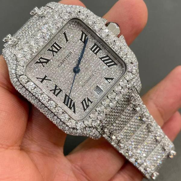 Busto de VVS1 Moissanite abaixo do carvalho real Diamond Watch luxuoso do relógio 31 quilates